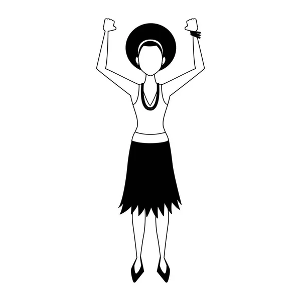 Dibujos animados de mujer Disco en blanco y negro — Vector de stock