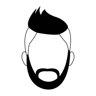 Genç adam meçhul karikatür siyah beyaz