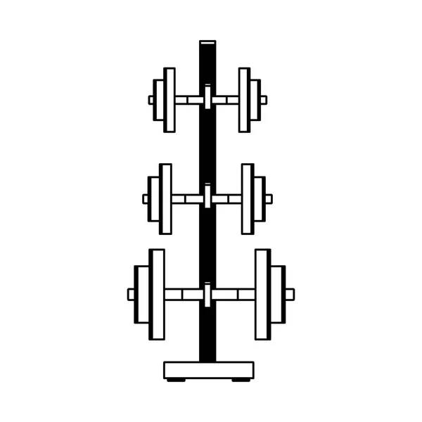 Dumbbells pesos ginásio em preto e branco —  Vetores de Stock