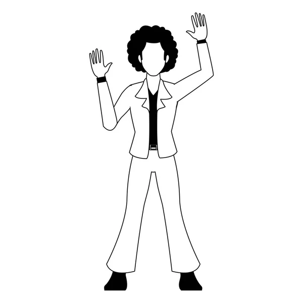 Kreslený disko muž v černé a bílé — Stockový vektor