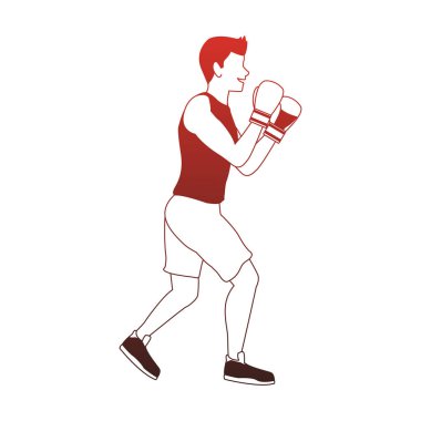 Kırmızı çizgiler boks pratik fitness adam