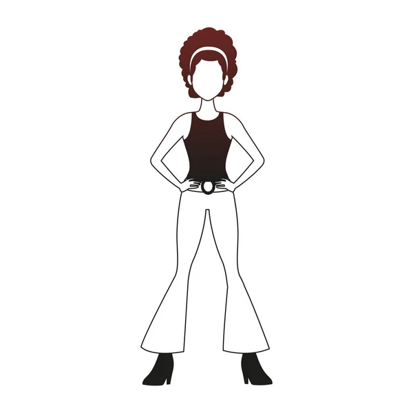 Disco mujer dibujos animados líneas rojas — Vector de stock