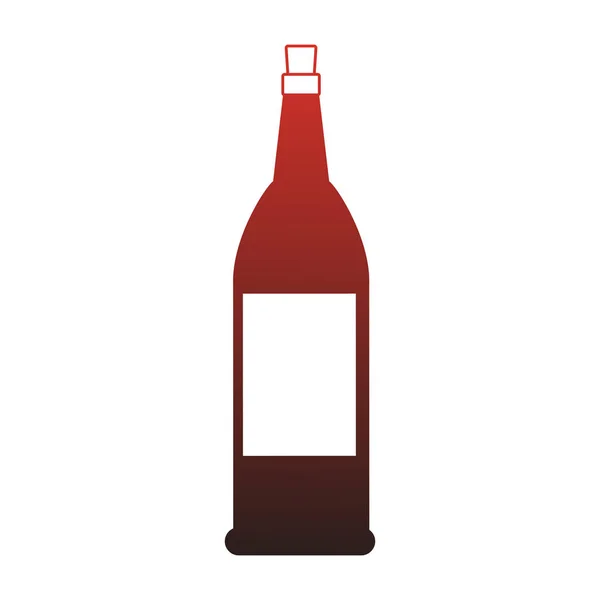 Botol anggur mengisolasi garis merah - Stok Vektor