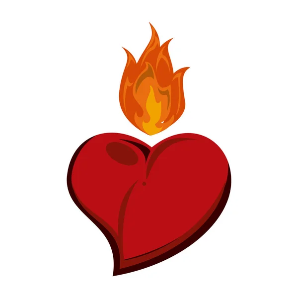 Heart with flamme tattoo — Stock Vector