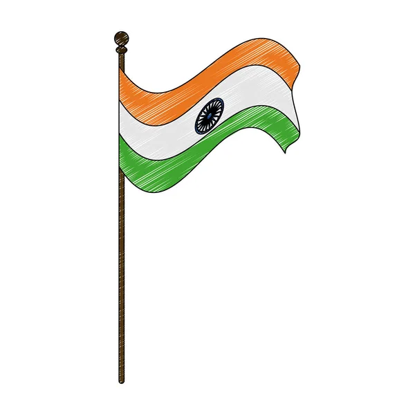 Hindistan bayrağı direği karalama — Stok Vektör
