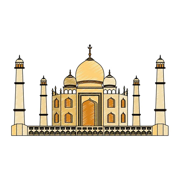 Індія Тадж Махал Мальована крива — стоковий вектор