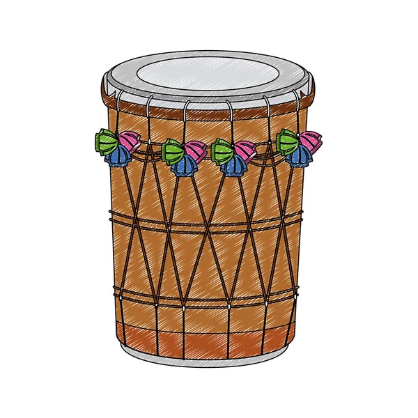 Indian drum instrument scribble — Stock vektor