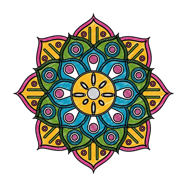 Mandala garabato emblema indio — Archivo Imágenes Vectoriales