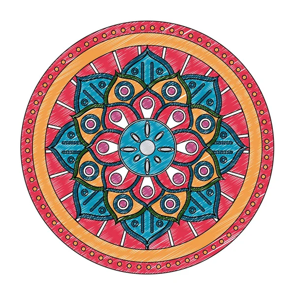 Mandala indisches Emblem kritzeln — Stockvektor