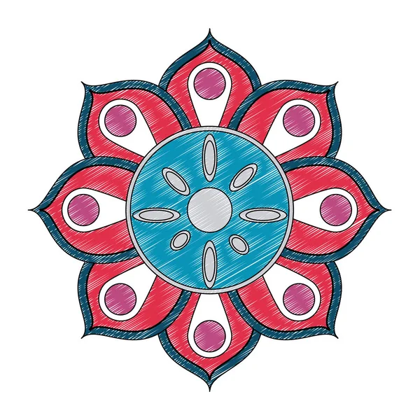 Mandala indiska emblem scribble — Stock vektor