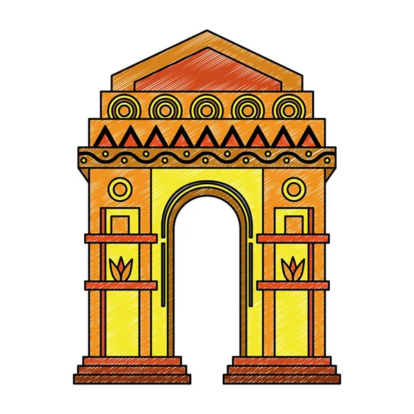 Hindistan kapı anıt karalama — Stok Vektör