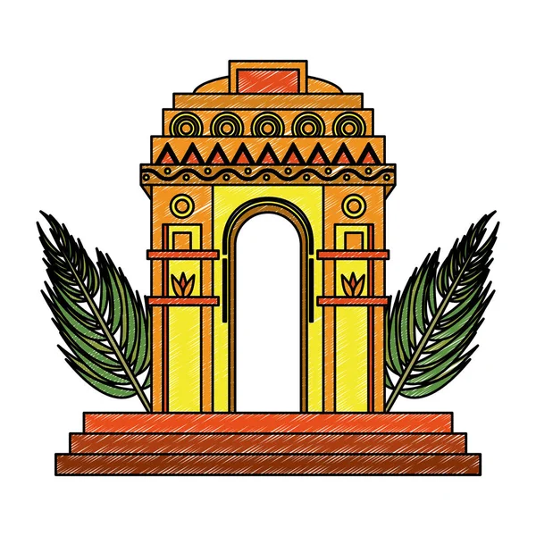 Índia portão monumento scribble — Vetor de Stock