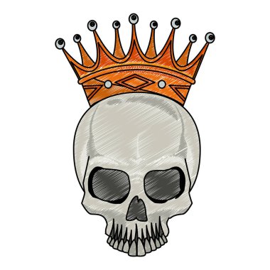 Taç çizim vektör illüstrasyon grafik tasarım ile Dövme kafatası