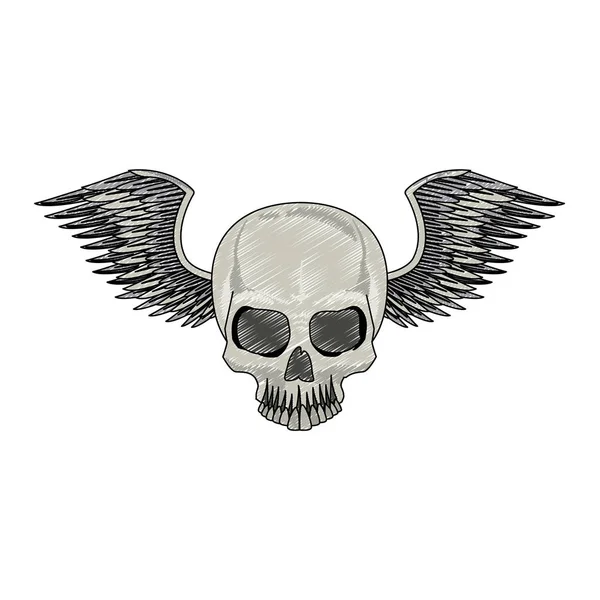 Tattoo skull tekening Krabbel — Stockvector