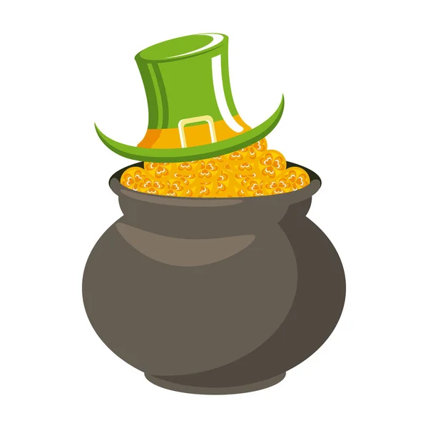 Coins pot with elf hat — Stock Vector