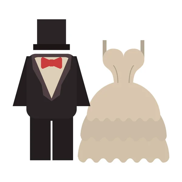 Robe de mariée et costume de marié — Image vectorielle