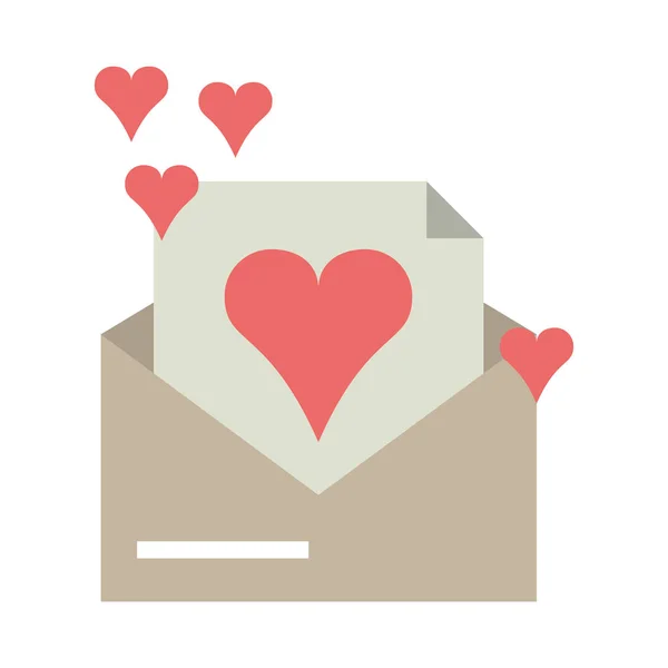 Sobre abierto con carta de amor — Vector de stock