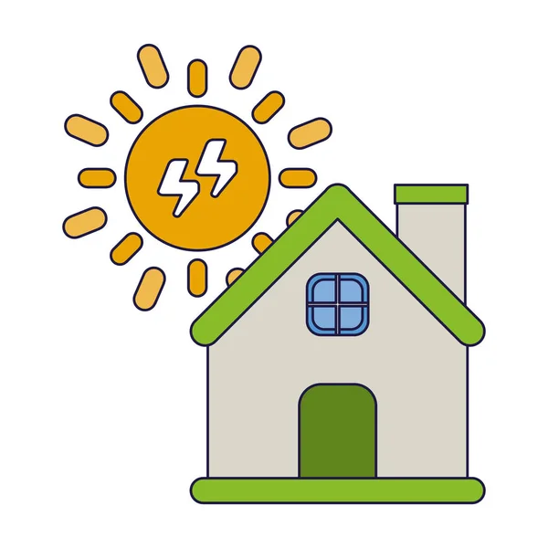 Casa con sol y energía eléctrica — Archivo Imágenes Vectoriales