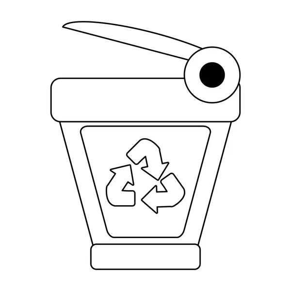 Recycle afval kan zwart-wit symbool — Stockvector