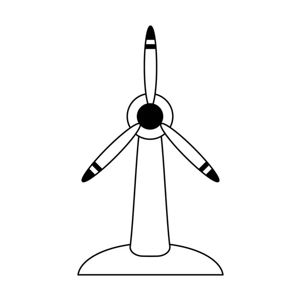 Rüzgar türbini sembol siyah ve beyaz — Stok Vektör