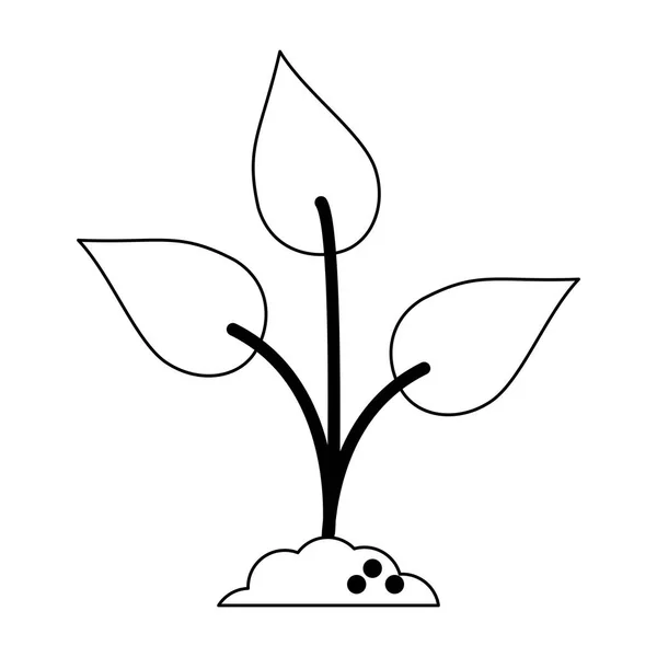 Planta símbolo natural blanco y negro — Vector de stock