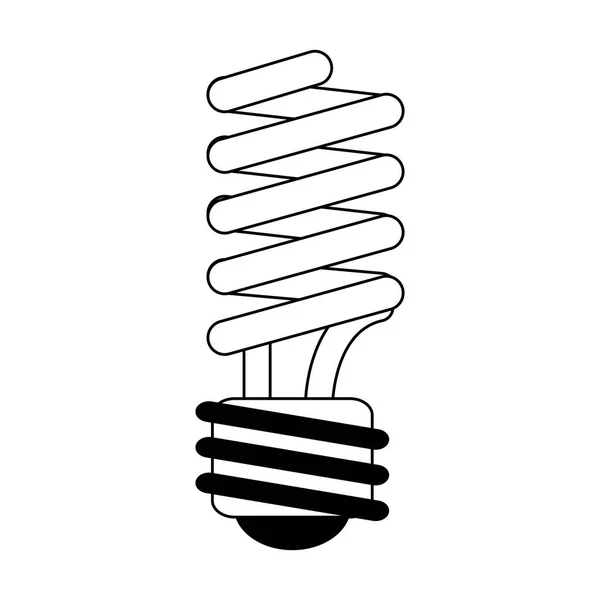 Öko-Spiralbirne Licht schwarz und weiß — Stockvektor
