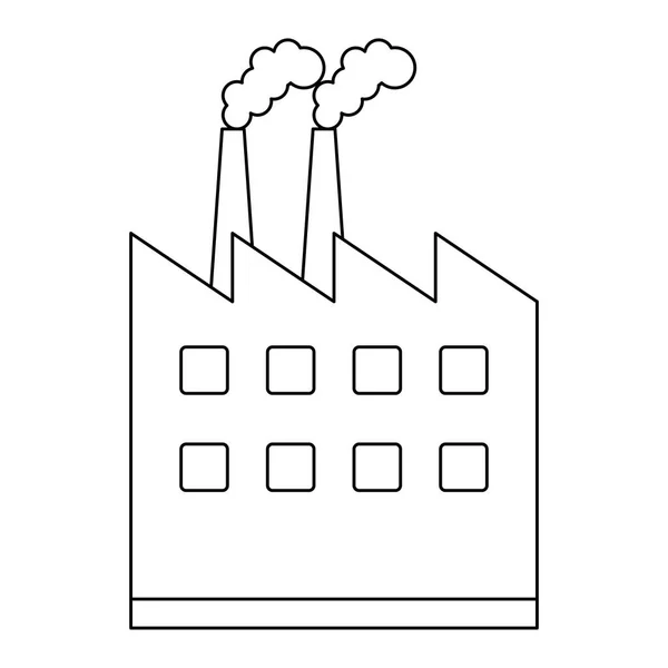 Fabrika Binası sembol siyah ve beyaz izole — Stok Vektör