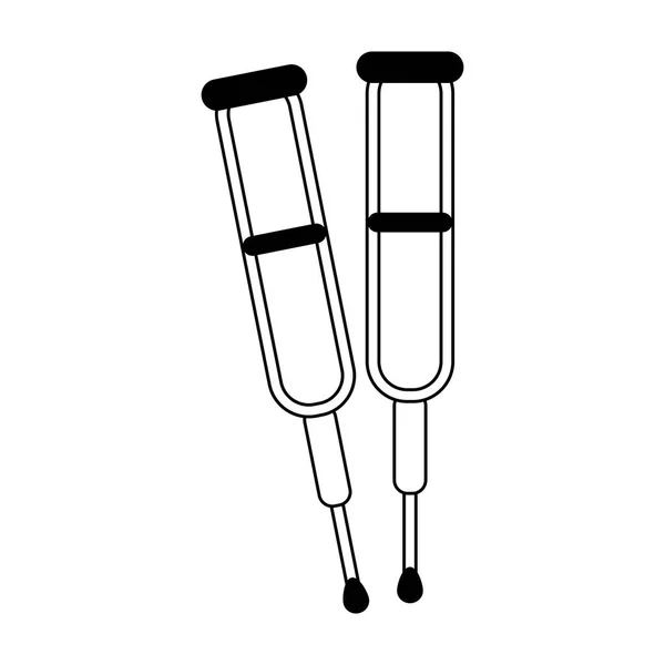 Символ инвалидности костылей чёрно-белый — стоковый вектор
