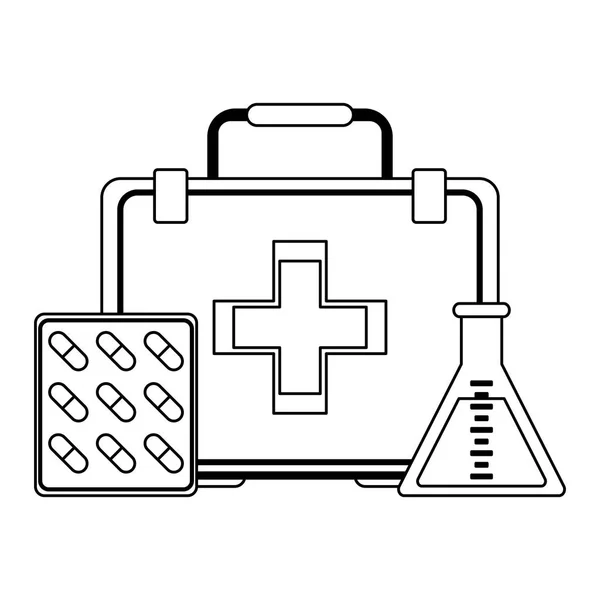 Medizinische und gesundheitliche Elemente schwarz auf weiß — Stockvektor