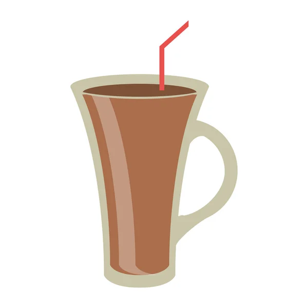 Kaffee Kaltgetränk mit Stroh — Stockvektor