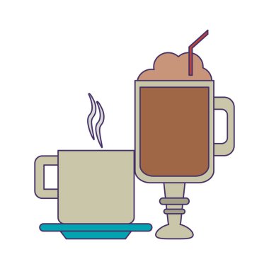 Kahve içecek kavramı mavi çizgiler