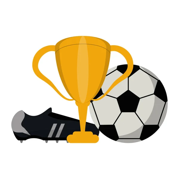 Soccer Game Sport Trophy Cup Ball Boot Vector Illustration Graphic — Stock Vector