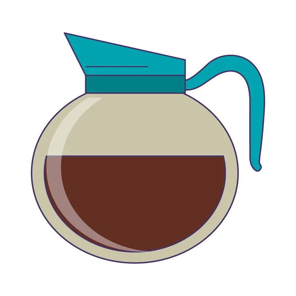 Café vidrio tetera símbolo líneas azules — Vector de stock