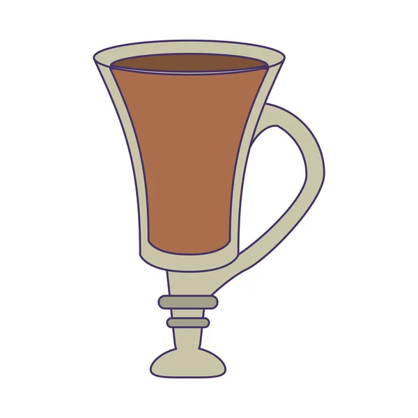 Kaffe varm dricka i glas kopp blå linjer — Stock vektor