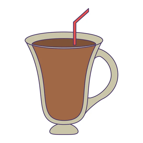 Café boisson chaude en verre tasse lignes bleues — Image vectorielle