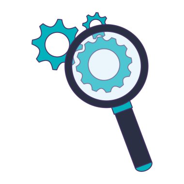 Gears'ı olan Büyüteç simgesi mavi çizgiler