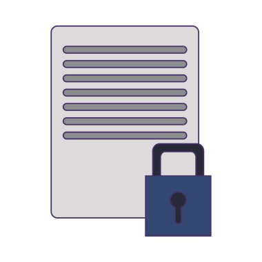 belge ve asma kilit simgesi mavi çizgiler