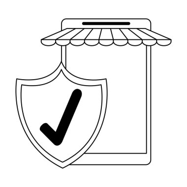 siyah beyaz sertifikalı rozeti ile Smartphone online mağaza