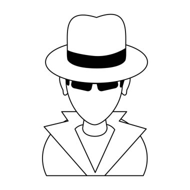 Hırsız hacker avatar sembol siyah beyaz