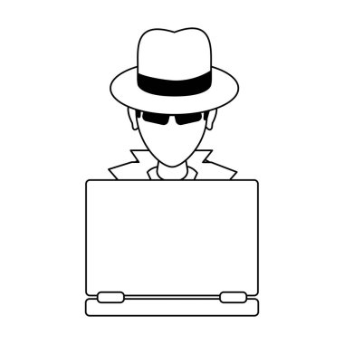 hırsız hacker dizüstü avatar siyah ve beyaz ile