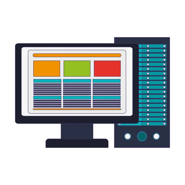 Computer Mit Bildschirm Und Cpu Vektor Illustration Grafikdesign — Stockvektor