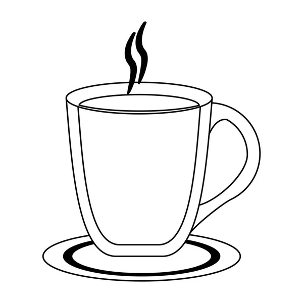 Кофе горячий напиток в стеклянной чашке в черно-белый — стоковый вектор