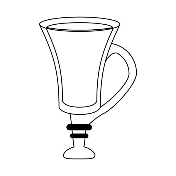 Καφέ ζεστό ποτό στο κύπελλο γυαλιού σε μαύρο και άσπρο — Διανυσματικό Αρχείο