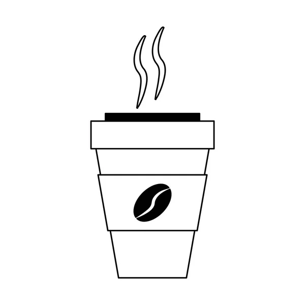 Café para ir xícara em preto e branco — Vetor de Stock