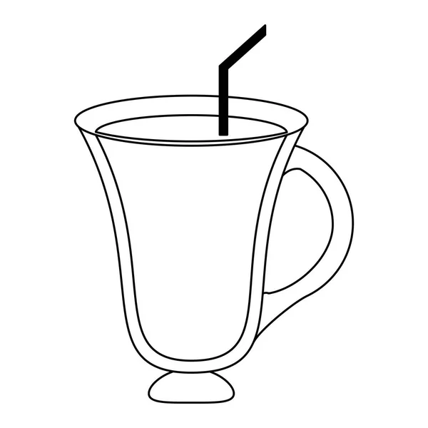 Bebida caliente de café en taza de vidrio en blanco y negro — Archivo Imágenes Vectoriales