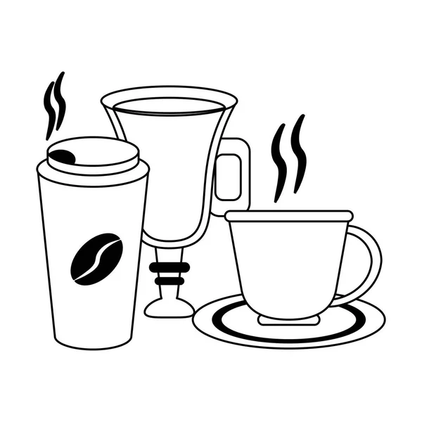 Kaffee-Getränke-Konzept in Schwarz-Weiß — Stockvektor