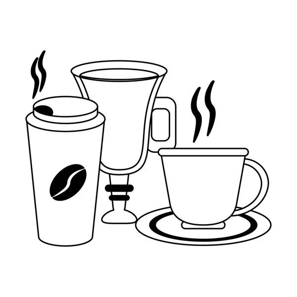 Café concept de boissons en noir et blanc — Image vectorielle