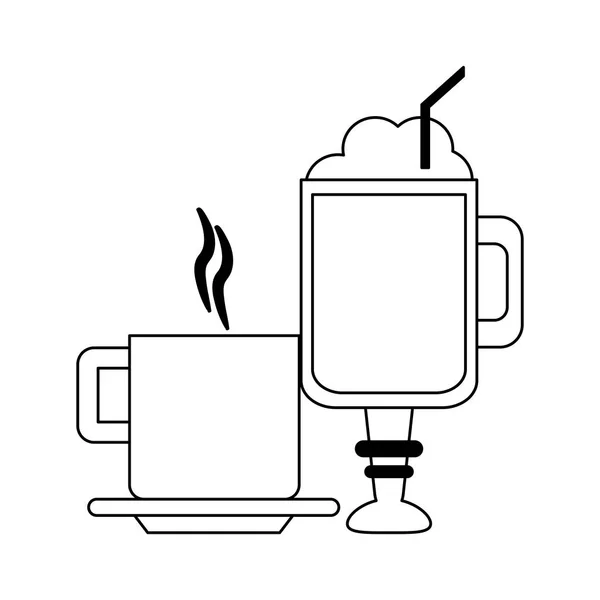 Concepto de bebidas de café en blanco y negro — Vector de stock