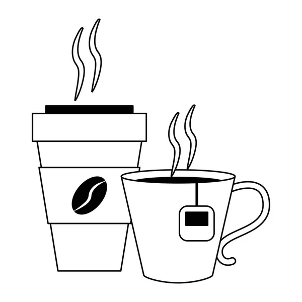 Conceito de bebidas de café em preto e branco — Vetor de Stock