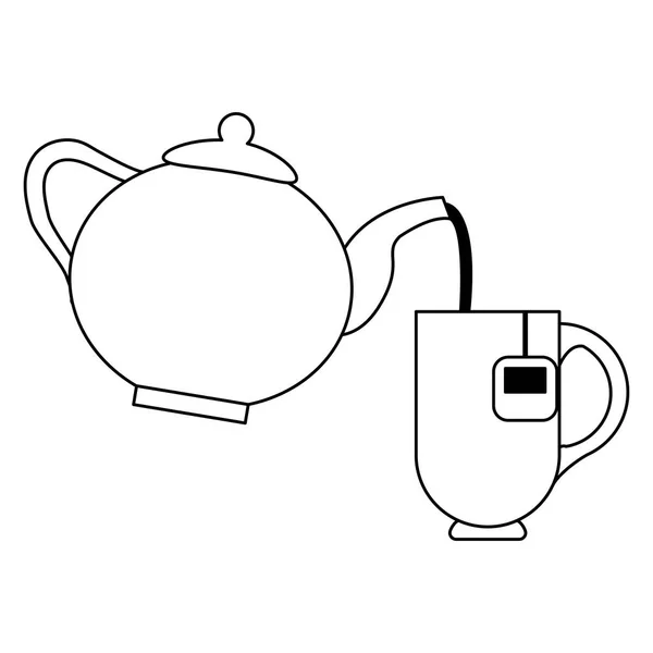 Kaffedrinkar koncept i svart och vitt — Stock vektor